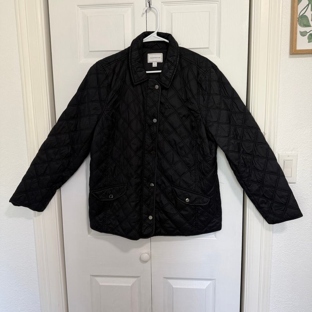 Charter Club Quilted Jacket XL Black